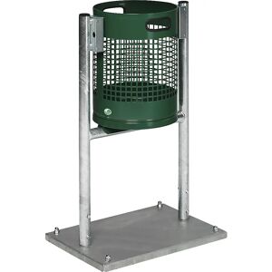 VAR Colector de residuos para exteriores, 30 l, acero, con armazón de tubo, verde musgo