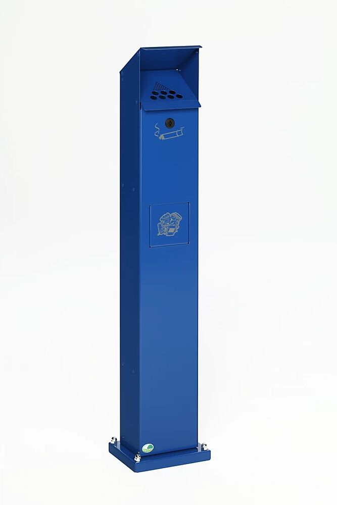 VAR Columna combinada con cenicero, capacidad 5 l, A x H x P 180 x 1150 x 150 mm, azul genciana