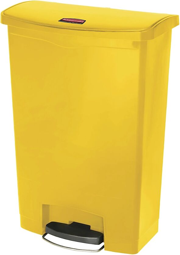 Rubbermaid Colector de residuos con pedal SLIM JIM®, capacidad 90 l, A x H x P 353 x 826 x 570 mm, rodante, amarillo