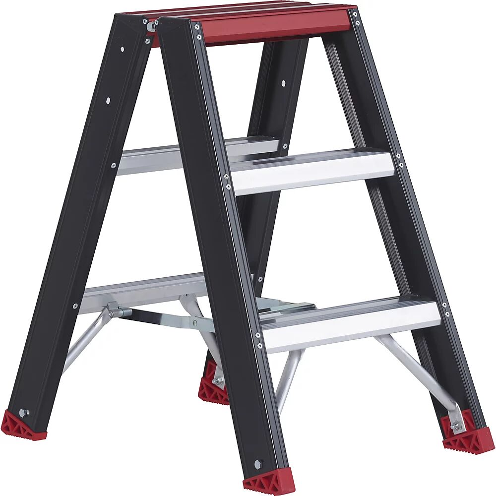 Altrex Escalera tipo tijera de seguridad, ascenso por ambos lados, 2 x 3 peldaños