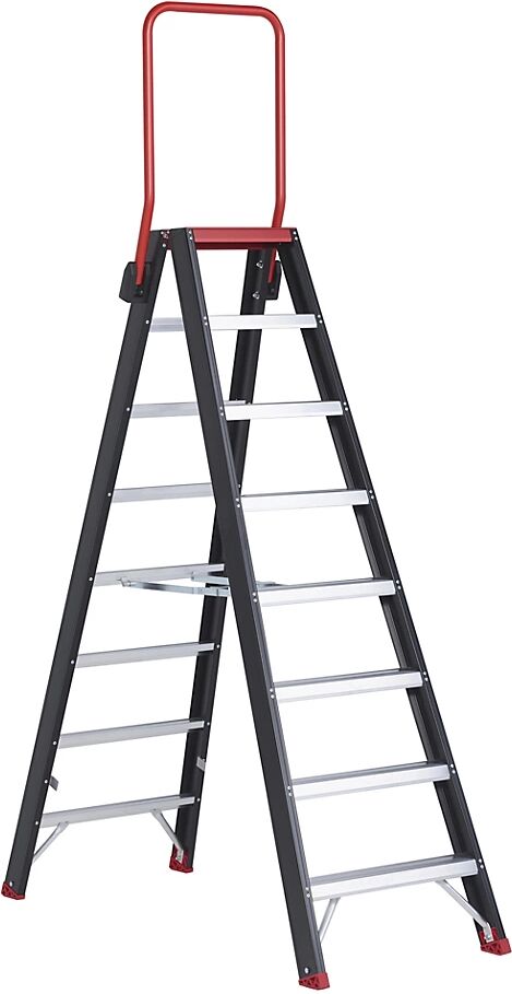 Altrex Escalera tipo tijera de seguridad, ascenso por ambos lados, 2 x 8 peldaños