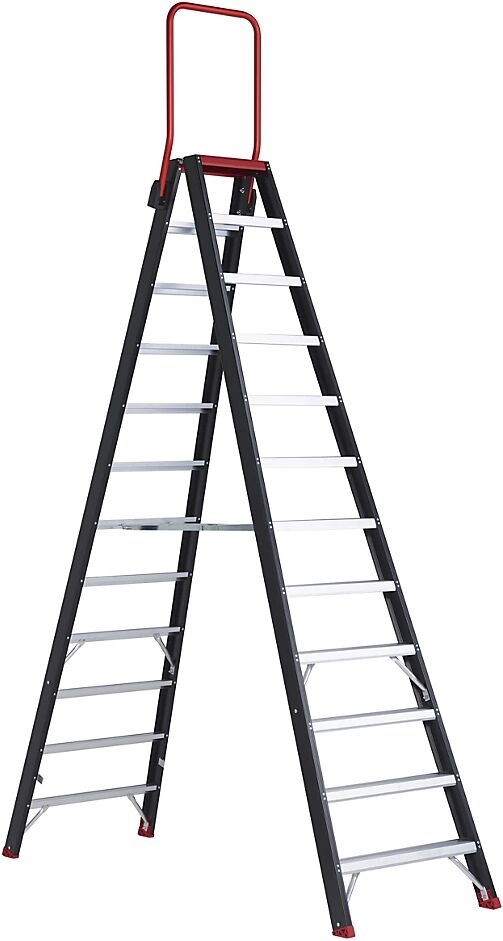 Altrex Escalera tipo tijera de seguridad, ascenso por ambos lados, 2 x 12 peldaños