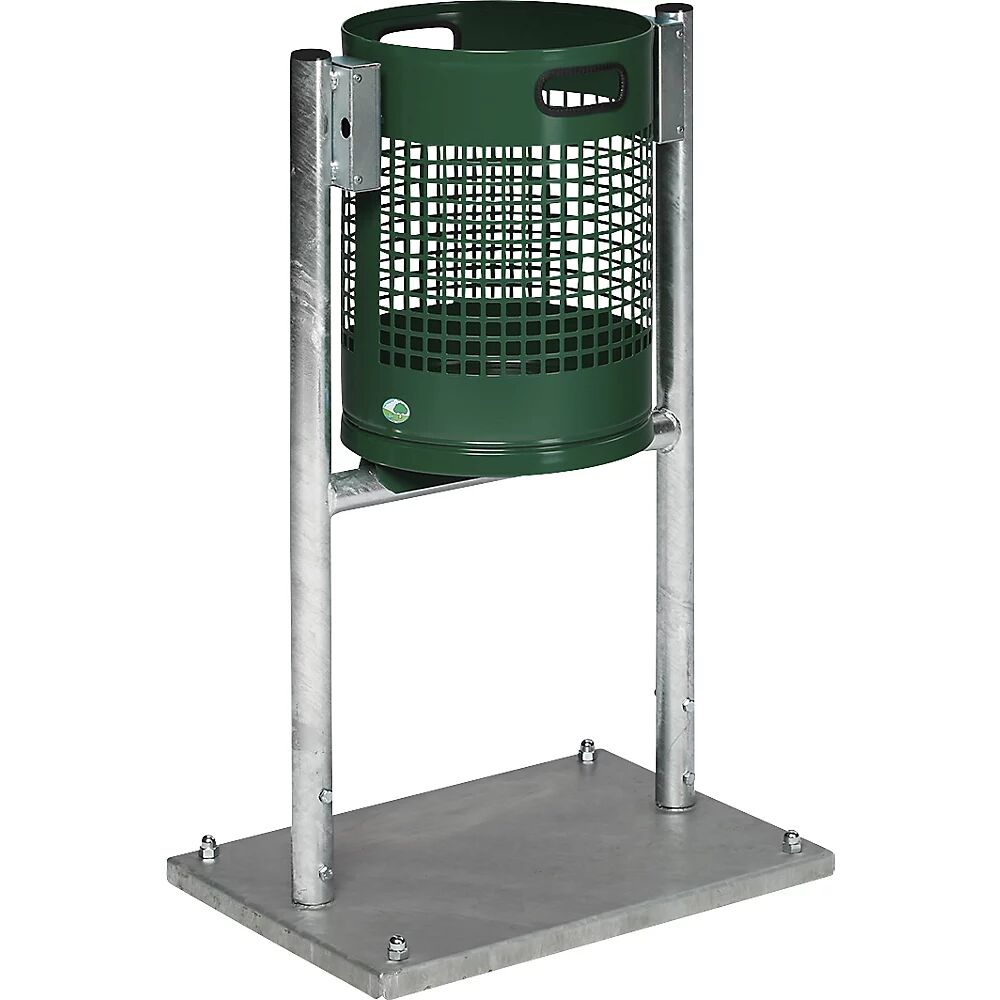 VAR Colector de residuos para exteriores, 30 l, acero, con armazón de tubo, verde musgo