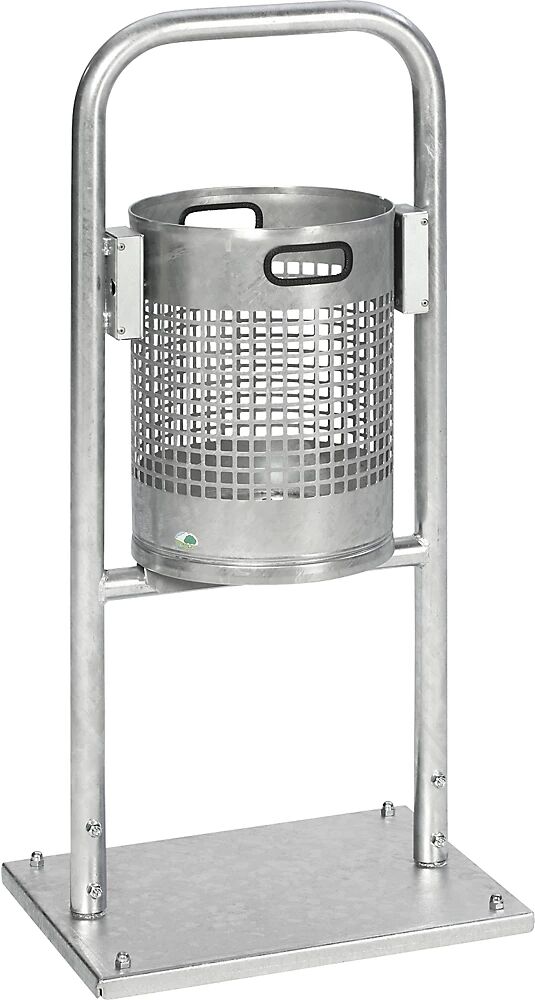 VAR Colector de residuos para exteriores, 30 l, acero, con arco tubular, galvanizado al horno