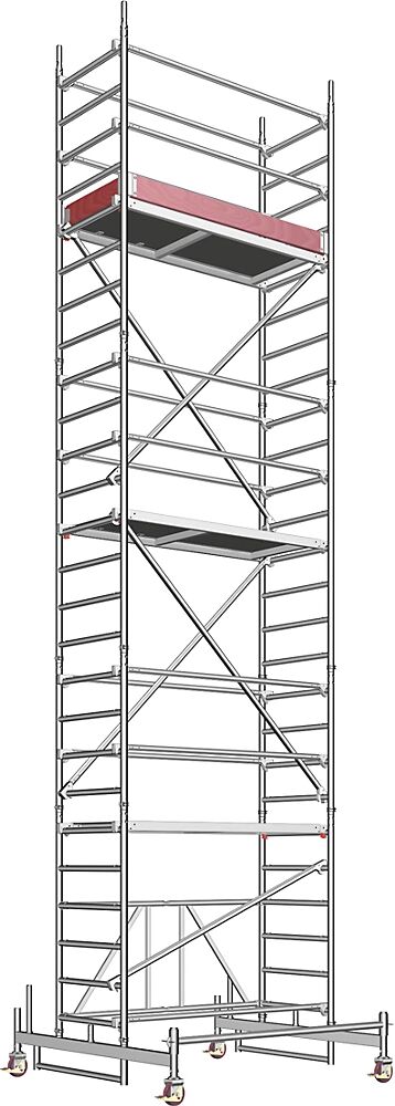 Layher Andamio plegable de aluminio ZIFA, plataforma de 1,80 x 0,75 m, altura de andamio 6,98 m