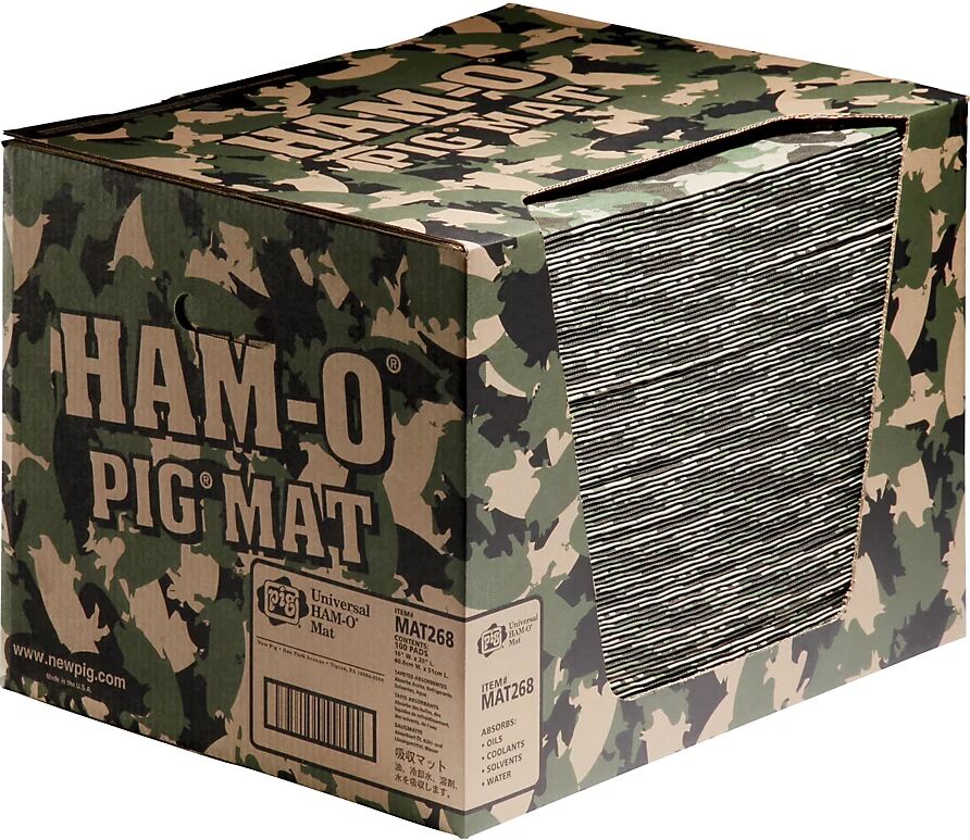 PIG Estera de fieltro aglutinante universal HAM-O®, modelo universal, en caja dispensadora de cartón, verde, A x L 410 x 510 mm, UE de 100 unid.