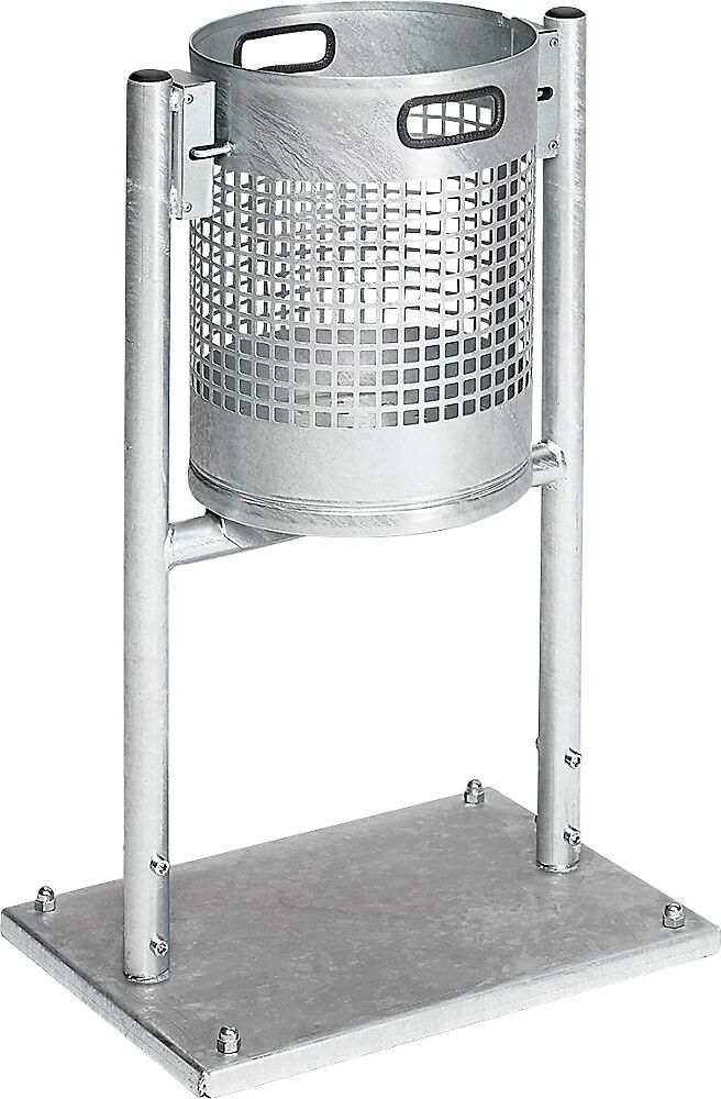 VAR Colector de residuos para exteriores, 30 l, acero, con armazón de tubo, galvanizado al horno