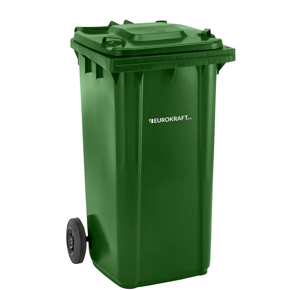 eurokraft pro Contenedor de basura de plástico DIN EN 840, capacidad 240 l, A x H x P 580 x 1100 x 740 mm, verde