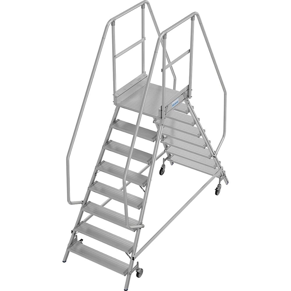 KRAUSE Escalera con tarima, de ascenso por dos lados, rodapiés, 2 x 8 peldaños