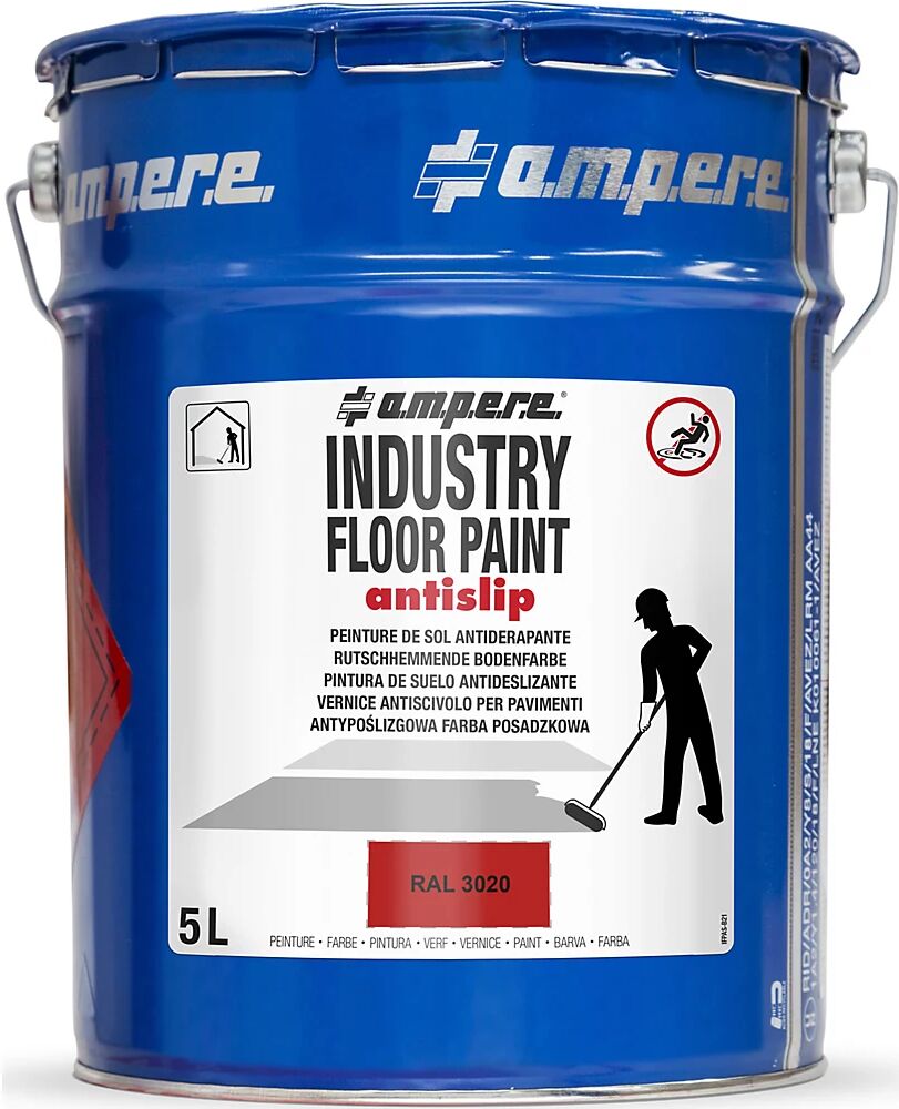 Ampere Pintura para marcar suelos Industry Floor Paint antislip®, contenido 5 l, rojo