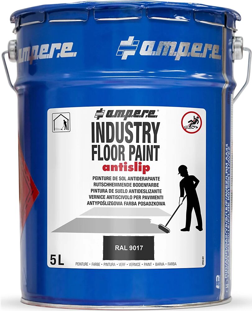 Ampere Pintura para marcar suelos Industry Floor Paint antislip®, contenido 5 l, negro