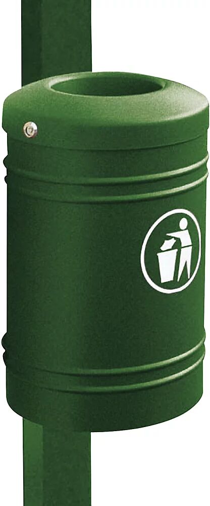 PROCITY Recipiente de residuos para exteriores ESTEREL, capacidad 40 l, para postes rectangulares de 80 x 80 mm, verde