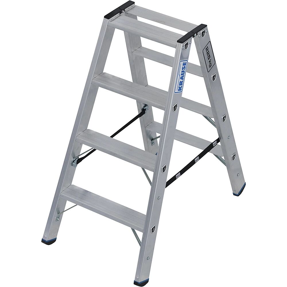 KRAUSE Escalera de tijera para cargas pesadas, accesible por ambos lados, hasta 225 kg, 2x4 peldaños