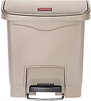 Rubbermaid Colector de residuos con pedal SLIM JIM®, capacidad 15 l, A x H x P 230 x 399 x 377 mm, beige