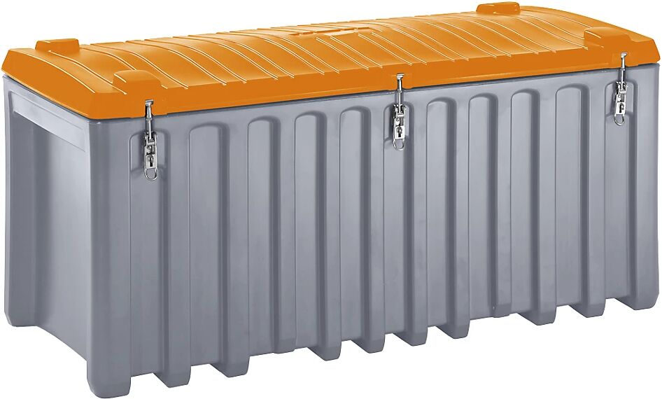 CEMO Caja universal de polietileno, capacidad 750 l, carga máx. 400 kg, gris / naranja