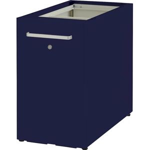 BISLEY Mueble auxiliar Tower™ 2, sin cubierta, con dispositivo de enganche lateral, colocación a la derecha con 1 balda, azul oxford