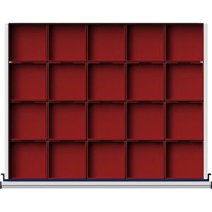 ANKE Caja para piezas pequeñas de plástico con 20 cubetas, para armario de 910 mm de anchura, para cajones de 60 mm de altura