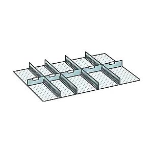 LISTA Juego de separadores para dimensiones de cajones de 918 x 612 mm, aluminio, 4 paredes ranuradas, 2 + 3 paredes separadoras