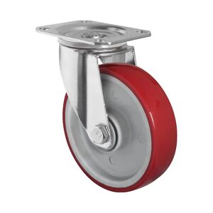 eurokraft basic Cubierta de PU, roja sobre llanta de poliamida, Ø x anchura de rueda 125 x 32 mm, a partir de 2 unid., rueda de maniobra