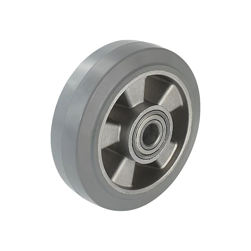 Proroll Neumático de caucho macizo elástico, gris, rodamiento de bolas de precisión, Ø de rueda x anchura 200 x 50 mm
