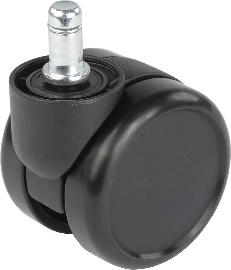 Proroll Rueda para sillas, Ø de rueda 65 mm, UE 5 unid., perno insertable con aro de sujeción, en negro, rueda dura, Ø del cuello 38 mm