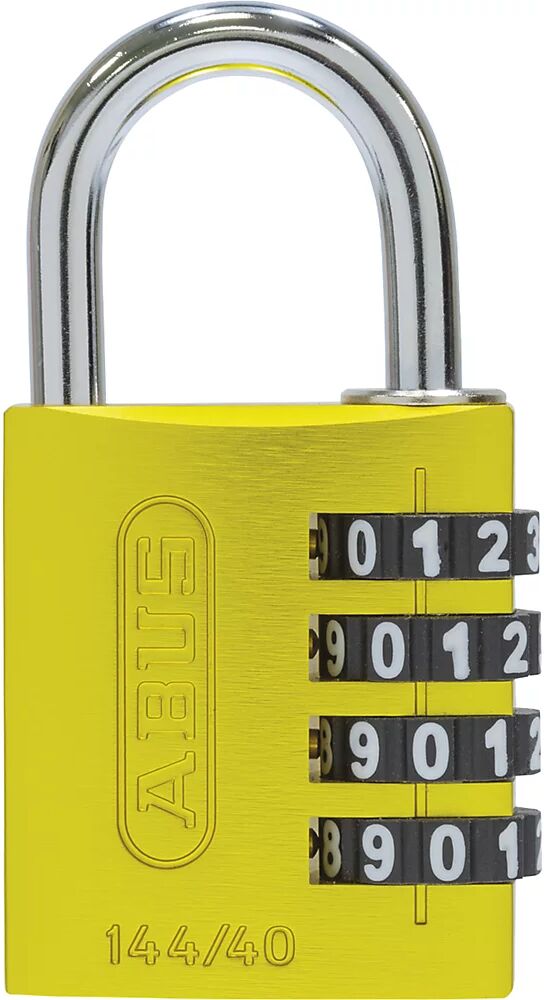 ABUS Cerradura de combinación numérica, aluminio, 144/40 Lock-Tag, UE 6 unid., amarillo