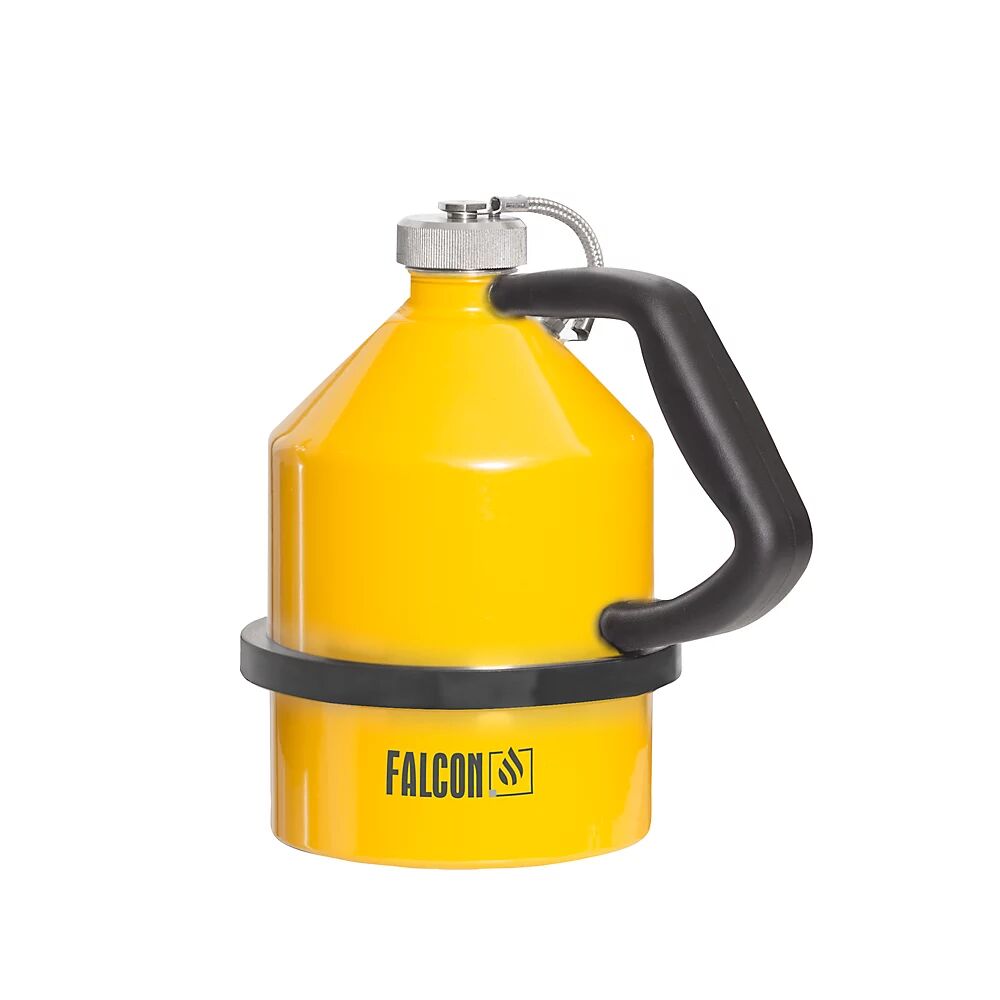 Falcon Recipiente de seguridad para almacén y transporte con caperuza roscada, chapa de acero amarilla, capacidad 2 l