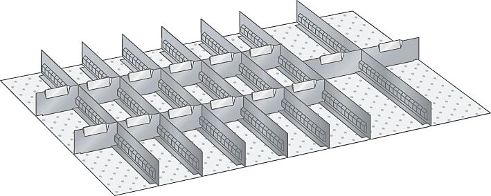 LISTA Juego de separadores de cajones, 7 paredes ranuradas, 14 chapas separadoras, 21 piezas, para altura del frente de 50 mm