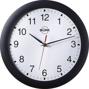 kaiserkraft Reloj de pared de plástico ABS, Ø 300 mm, mecanismo de relojería de cuarzo, carcasa negra, esfera blanca