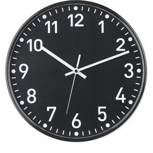 kaiserkraft Reloj de pared, mecanismo de relojería de cuarzo, Ø 300 mm, carcasa negra, esfera negra