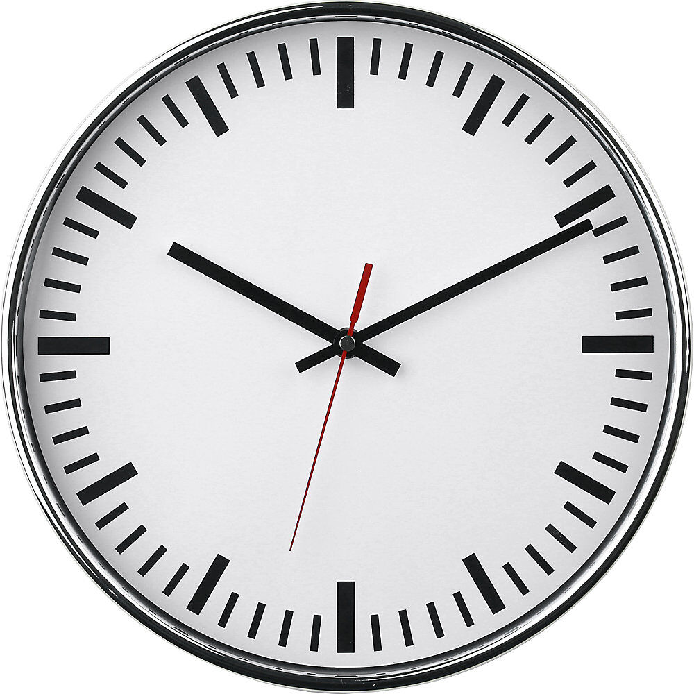 kaiserkraft Reloj de pared, Ø 300 mm, reloj de cuarzo, esfera blanca con rayas