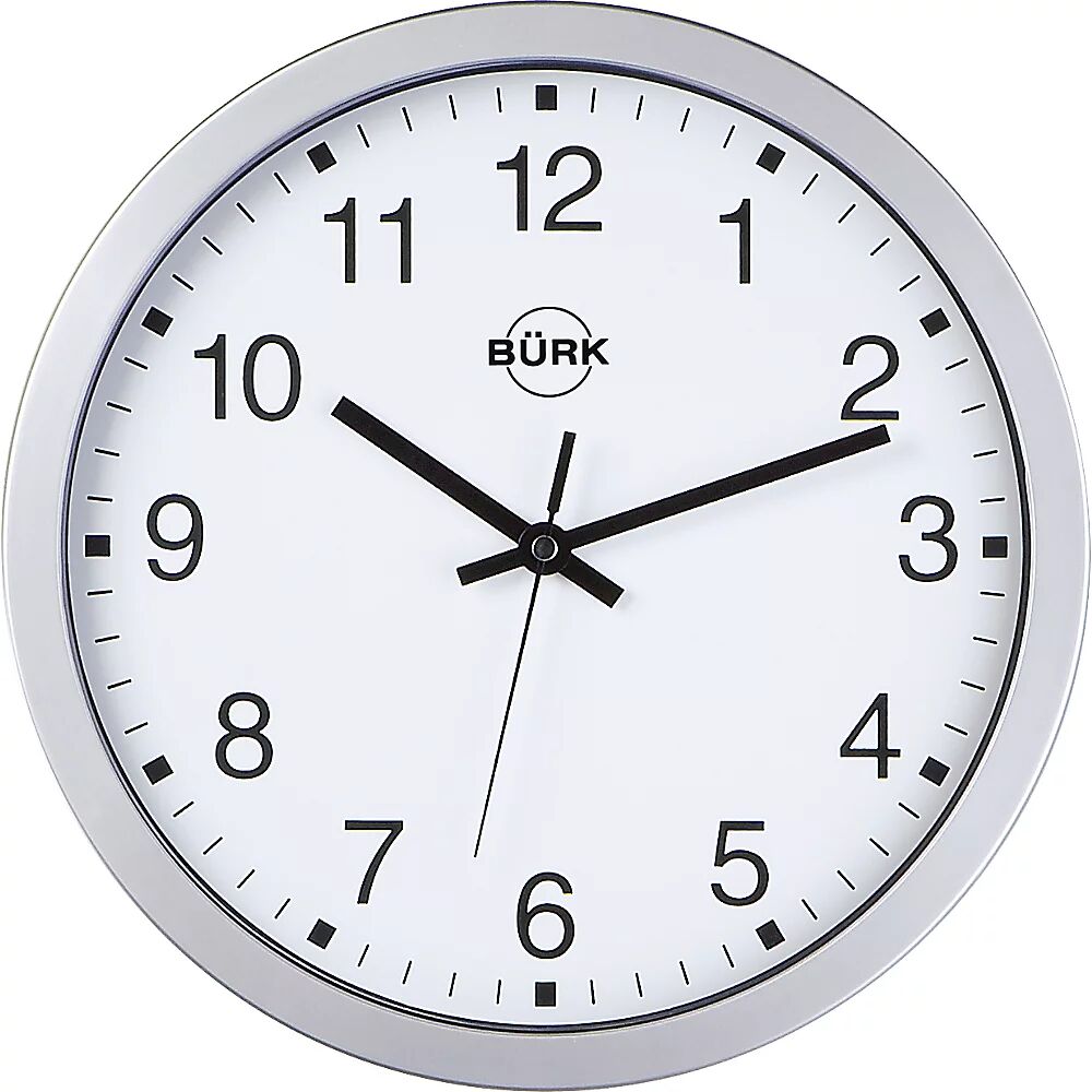 kaiserkraft Reloj de pared de plástico ABS, plateado, Ø 300 mm, esfera blanca, mecanismo de relojería de cuarzo, a partir de 3 unid.
