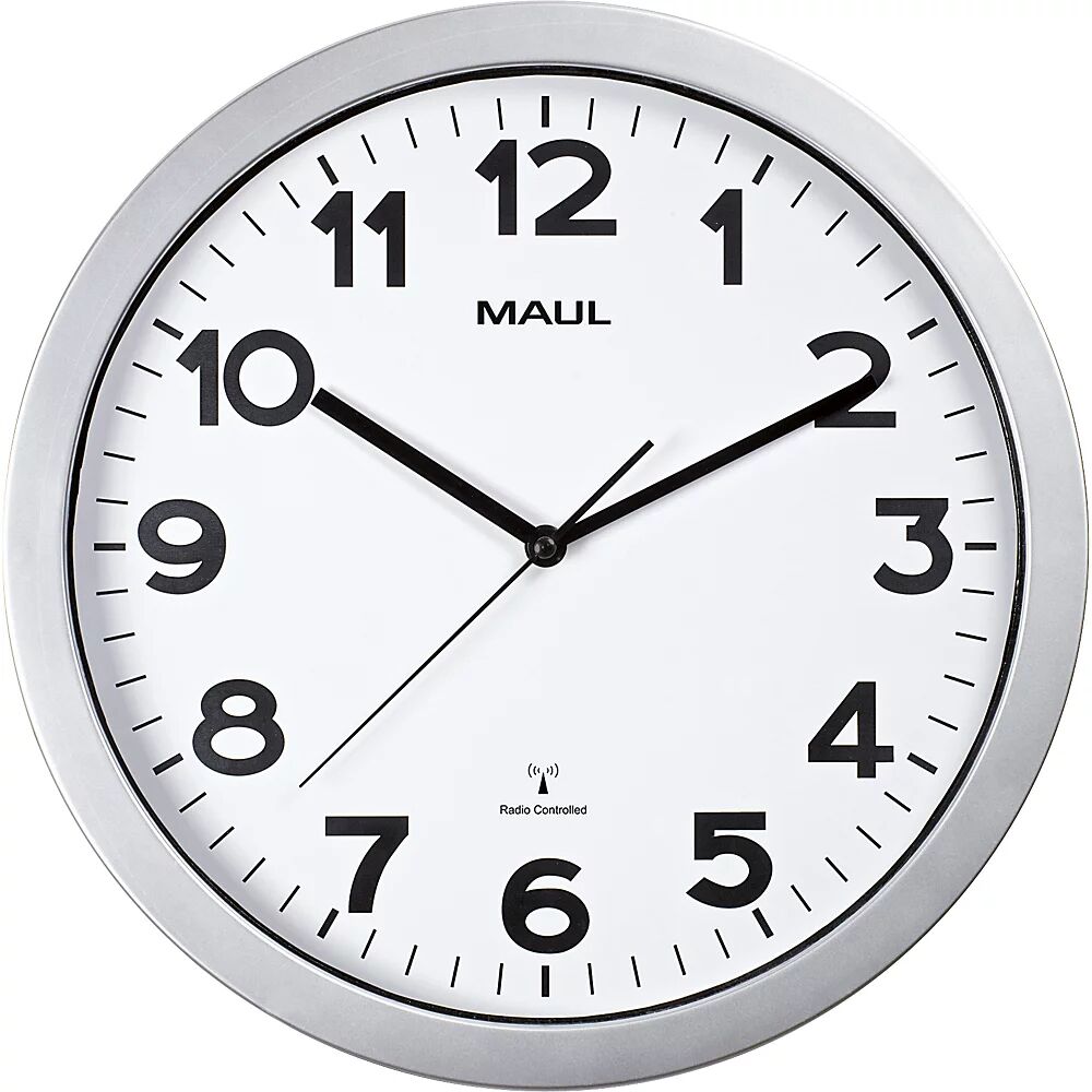 MAUL Reloj de pared step, plástico, mecanismo de relojería controlado por radio, Ø 350 mm