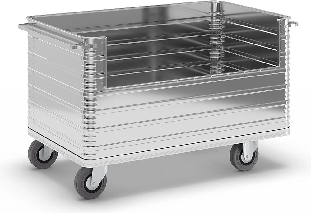 ZARGES Carro caja de aluminio, capacidad 945 l, con entalladura de 250 mm de profundidad en la pared lateral