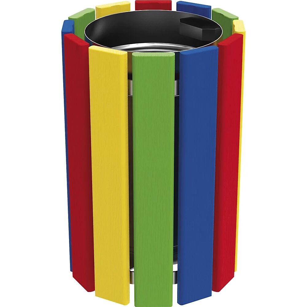 PROCITY Papelera para exteriores JUNIOR, capacidad 40 l, rojo / amarillo / verde / azul