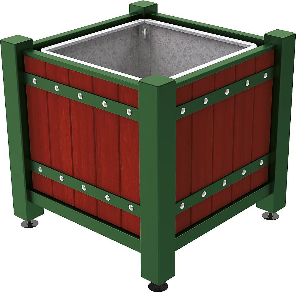 PROCITY Recipiente para plantas SARLAT, H x A x P 855 x 880 x 880 mm, color caoba, verde musgo