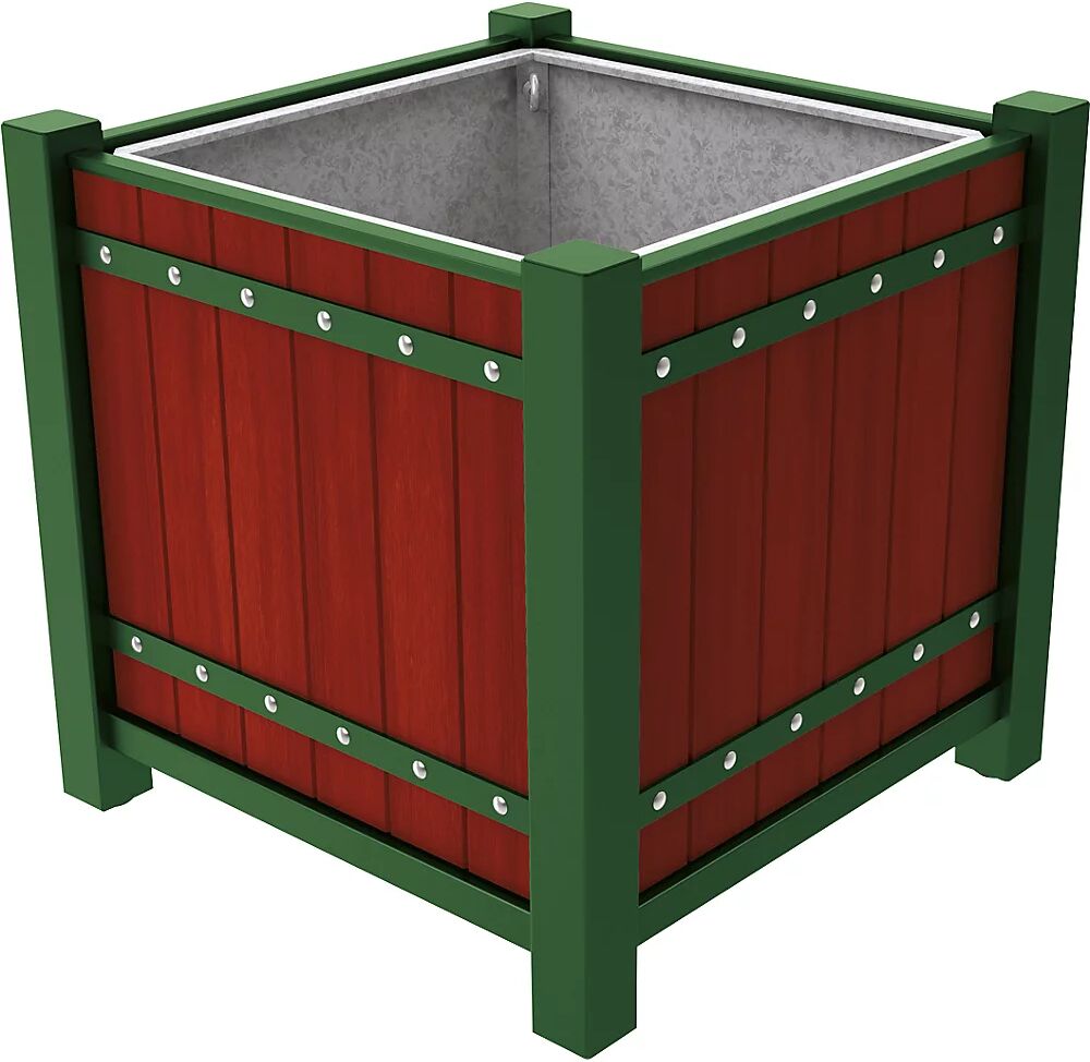 PROCITY Recipiente para plantas SARLAT, H x A x P 960 x 1060 x 1060 mm, color caoba, verde musgo