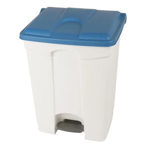 kaiserkraft Colector de residuos con pedal, capacidad 70 l, A x H x P 505 x 675 x 415 mm, blanco, tapa azul