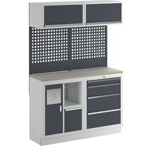 kaiserkraft Armario modular de taller para la recogida de basura y la limpieza, A x P 1360 x 460 mm, gris luminoso / gris antracita