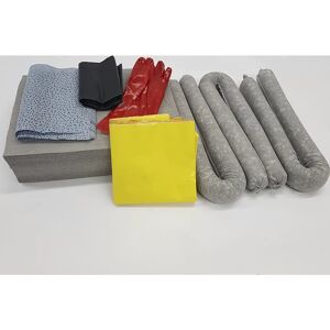 kaiserkraft Juego de emergencia para fugas con estera impermeabilizante desechable, bolsa, estera impermeabilizante, fieltros, aglutina 50 l, modelo universal, gris