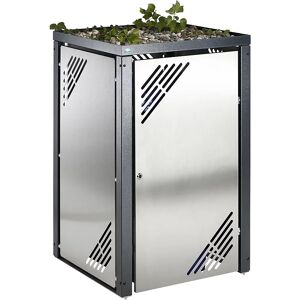 VAR Caja para contenedor de basura con tapa para plantas, bajo llave, elemento básico, acero inoxidable