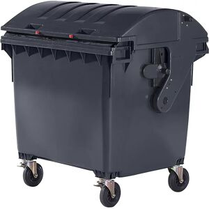 kaiserkraft Contenedor de basura de plástico, DIN EN 840, capacidad 1100 l, H x A x P 1360 x 1465 x 1100 mm, tapa corredera, seguro para niños, antracita, a partir de 5 unid.