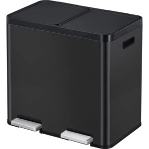 EKO Papelera de pedal Recycler, acero, 44 l, colector doble, negro