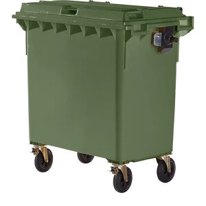 kaiserkraft Contenedor de basura de plástico, DIN EN 840, capacidad 770 l, A x H x P 1360 x 1330 x 770 mm, verde, a partir de 5 unid.