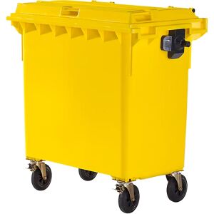 kaiserkraft Contenedor de basura de plástico, DIN EN 840, capacidad 770 l, A x H x P 1360 x 1330 x 770 mm, amarillo