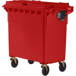 kaiserkraft Contenedor de basura de plástico, DIN EN 840, capacidad 770 l, A x H x P 1360 x 1330 x 770 mm, rojo, a partir de 5 unid.