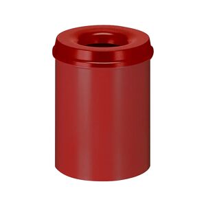 kaiserkraft Papelera de seguridad, acero, autoextinguible, capacidad 15 l, H x Ø 360 x 255 mm, cuerpo en rojo / tapa extintora en rojo
