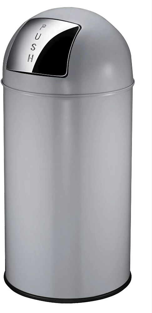 kaiserkraft Cubo de basura de chapa de acero con trampilla, capacidad 40 l, H x Ø 740 x 340 mm, gris hierro