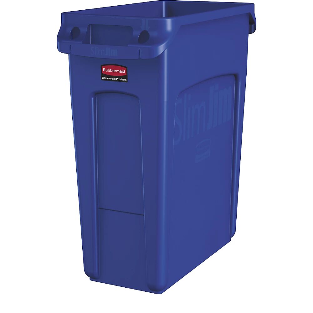 Rubbermaid Recipiente para separar materiales/cubo de basura SLIM JIM®, capacidad 60 l, con conductos de ventilación, azul, a partir de 10 unid.