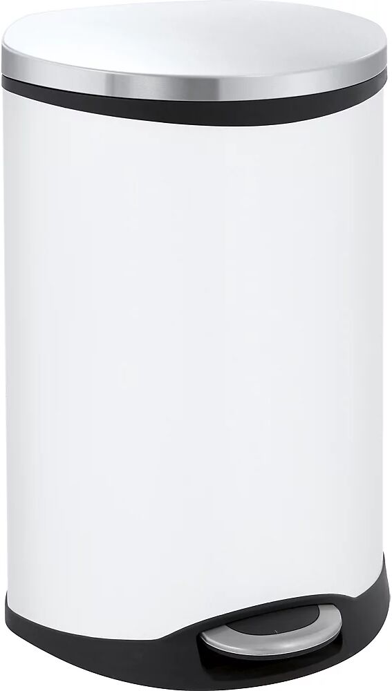 EKO Colector de residuos con pedal, en forma de concha, capacidad 18 l, H x A x P 524 x 298 x 336 mm, cuerpo de chapa de acero pintada de blanco